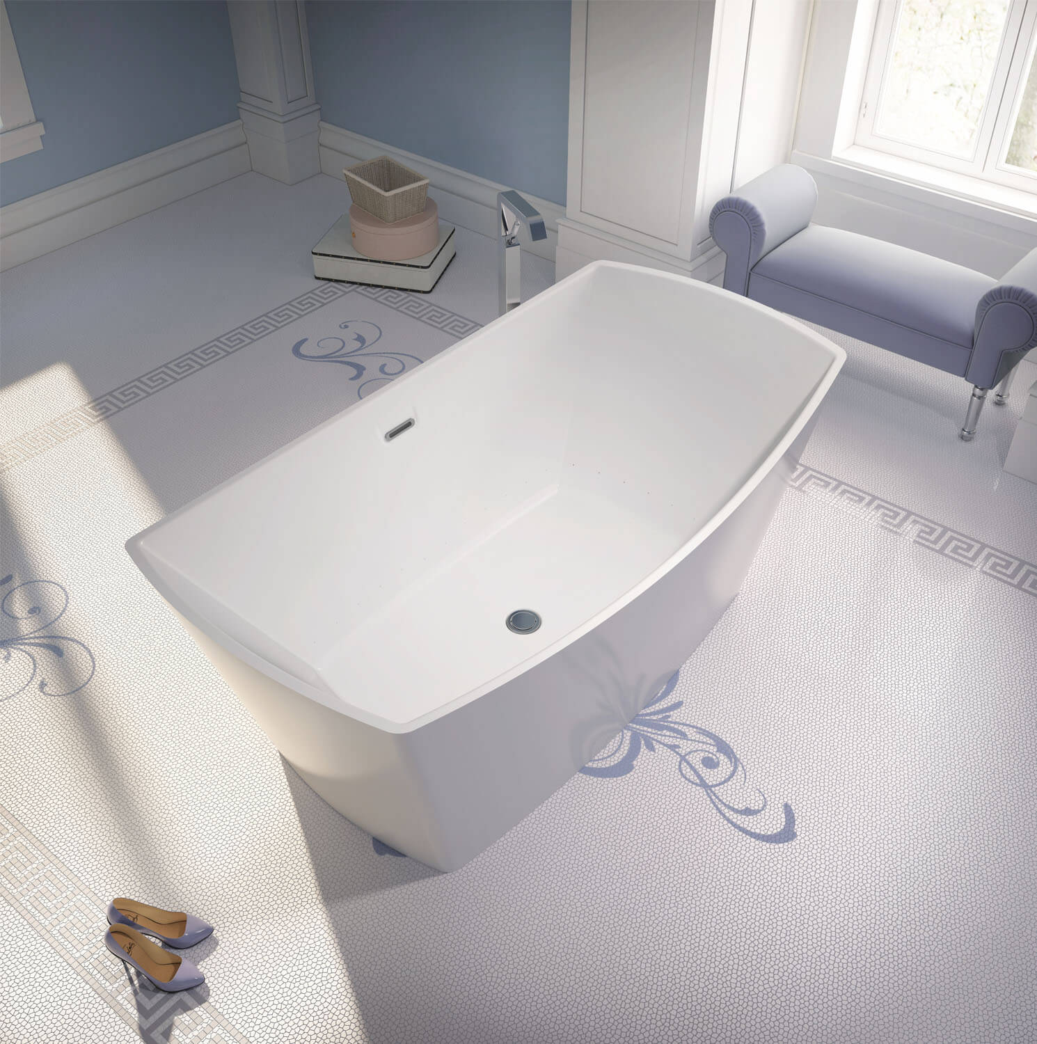Bainultra Evanescence® 6634 two person freestanding air jet bathtub for your modern bathroom