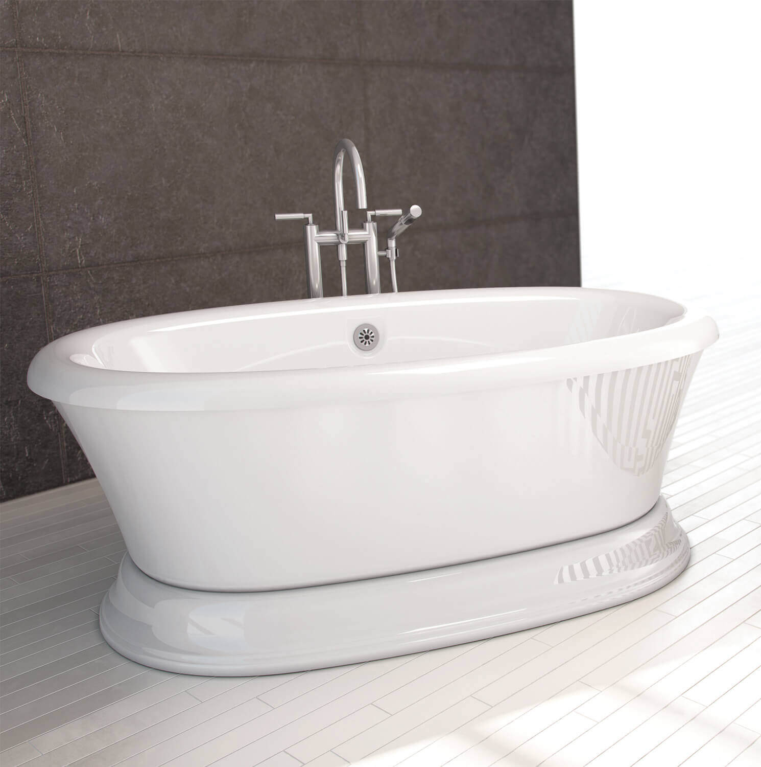Bainultra Naos 6636 freestanding pedestal air jet bathtub for your modern bathroom